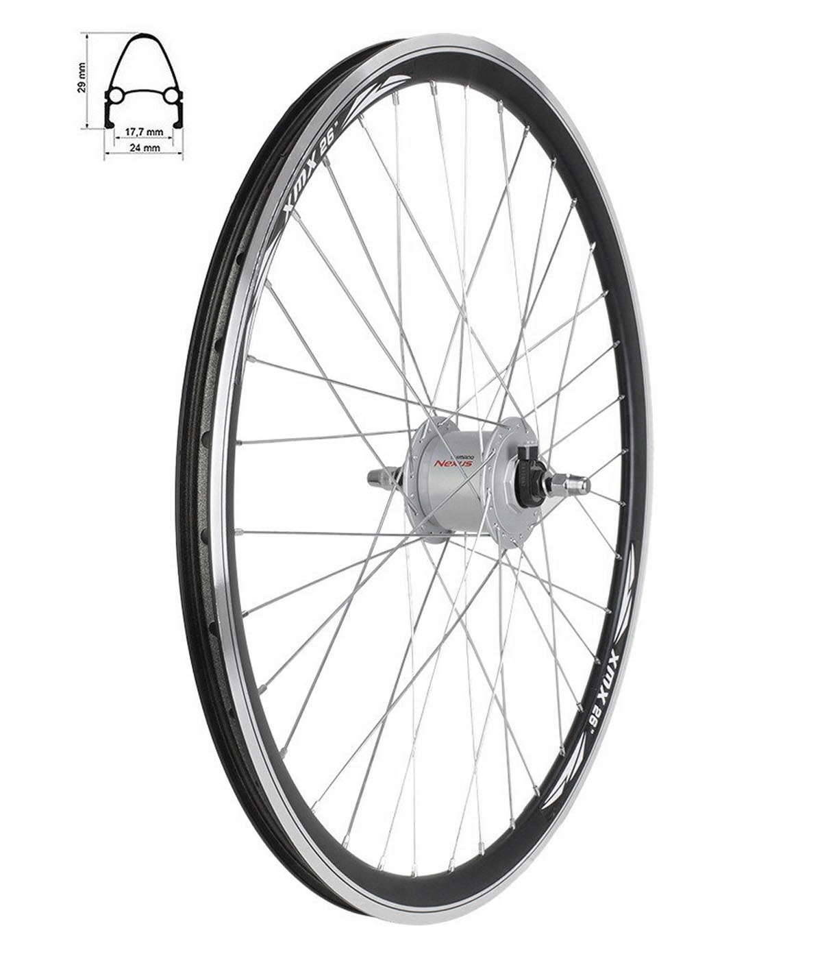 KOŁO ROWEROWE PRZEDNIE PIASTA SHIMANO Z PRĄDNICĄ OBRĘCZ STOŻEK 26" Kod producenta 100036