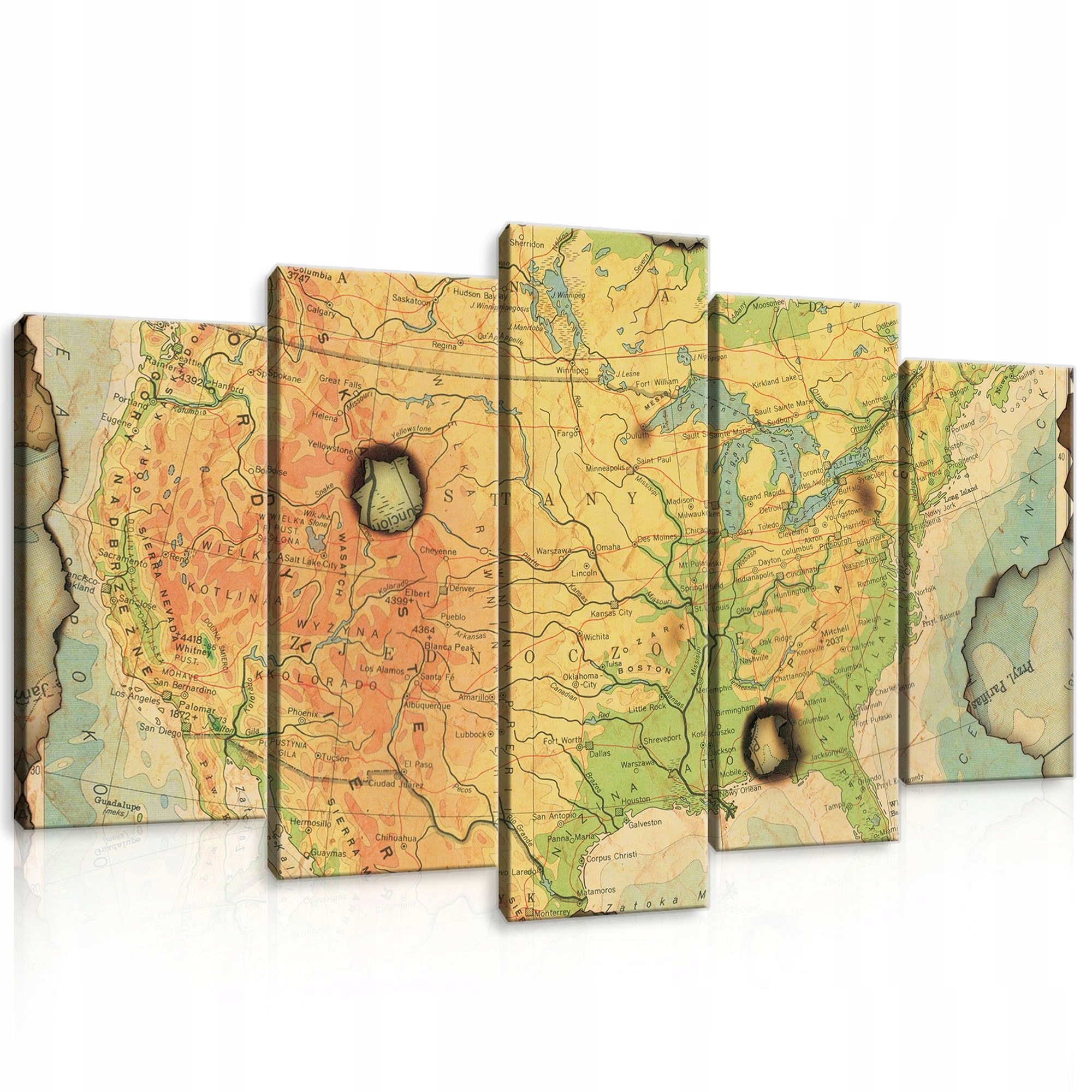Obraz 100x60 Mapa Usa vintage retro cestování geografie nástěnná dekorace