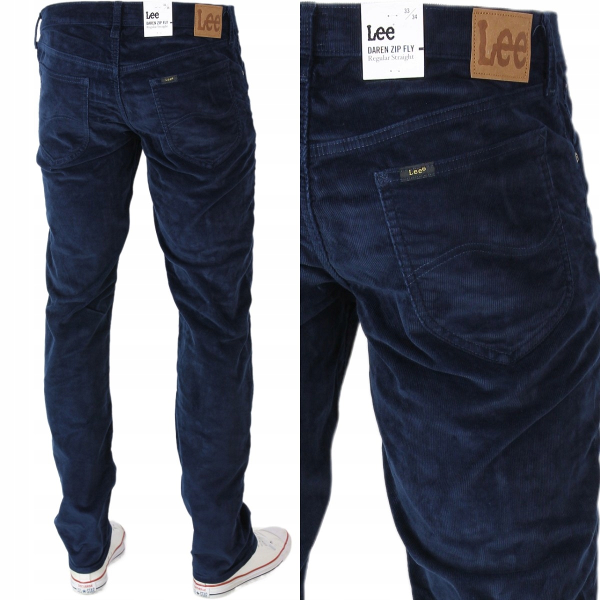 Lee Daren Jeansy Proste Straight Sztruksy "rivet Navy" W34 L30