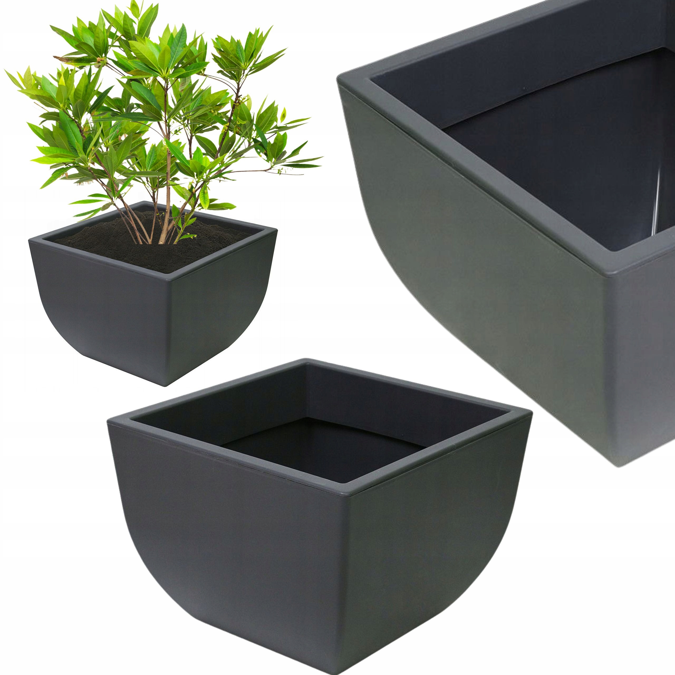 NOWOCZESNA DONICZKA DONICA OSŁONKA KWIETNIK na kwiaty balkon taras antracyt