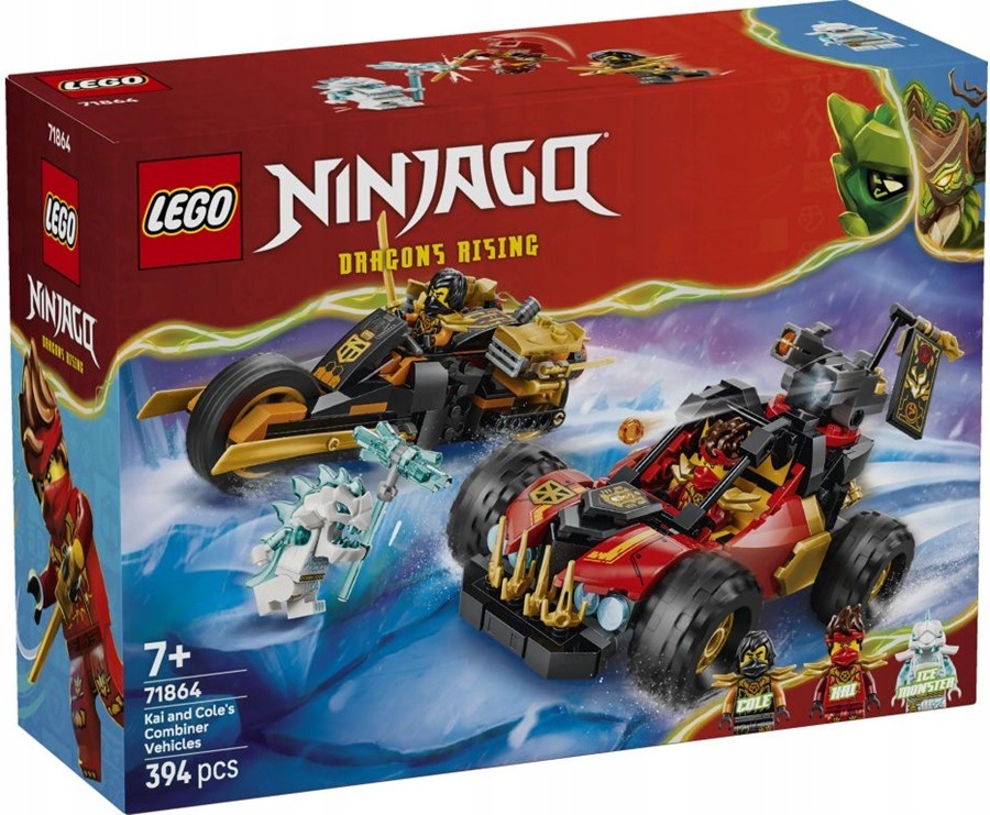 stavebnice Lego 394 dílků Ninjago Multifunkční vozidla Kaie a Colea 71864
