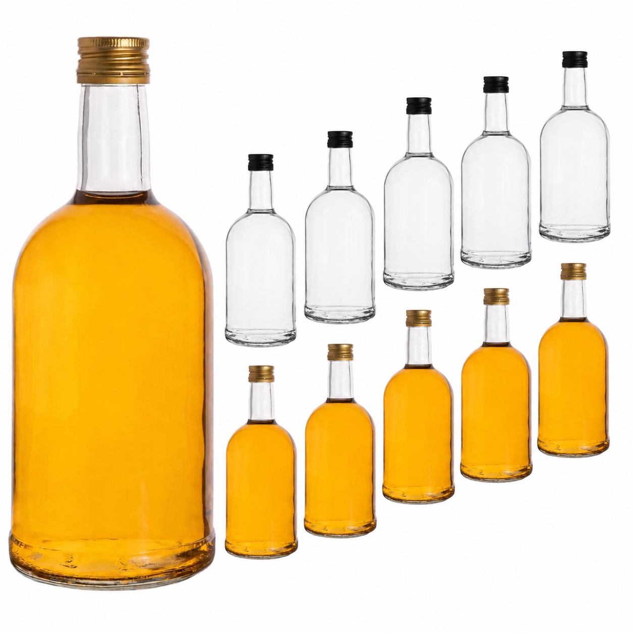 Skleněné lahve 500 ml se šroubovacím uzávěrem na Likéry Šťávy Alkohol Svatba 50x Tadeáš