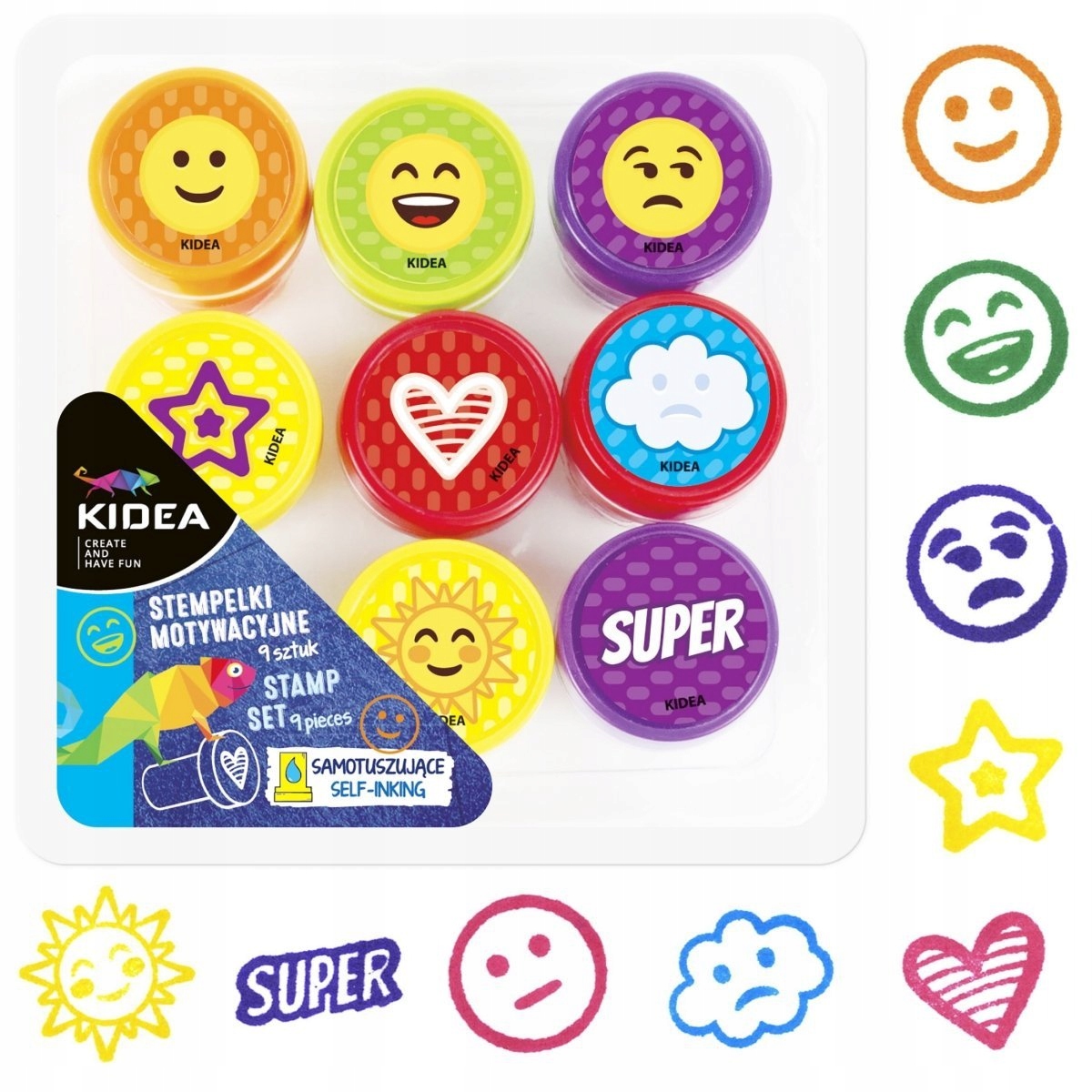 

Stempelki Motywacyjne Pieczątki 9 szt Emocje Kidea