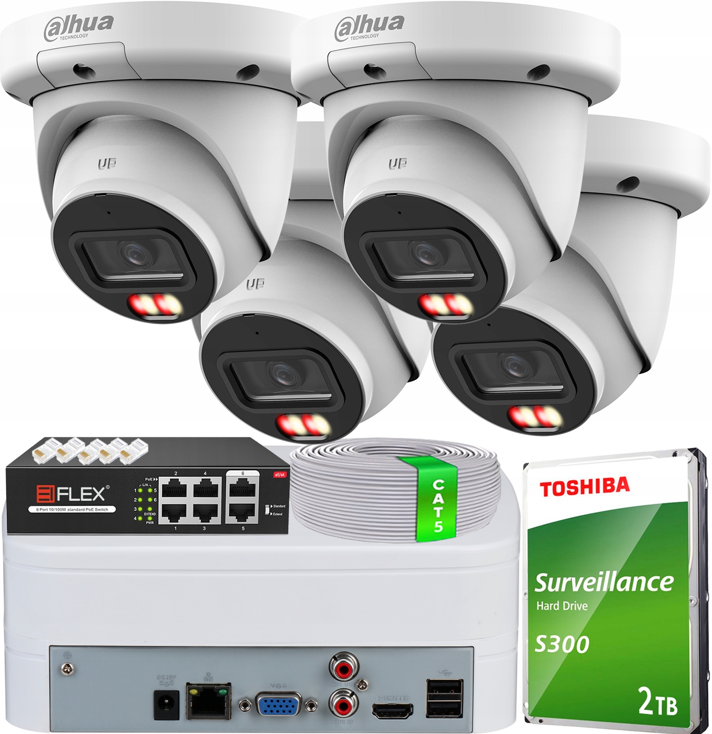 Sada pro monitorování 4 kamer IPC-HDW3649QM-S-IL 6Mpx Dual Light Ai Smd 4.0