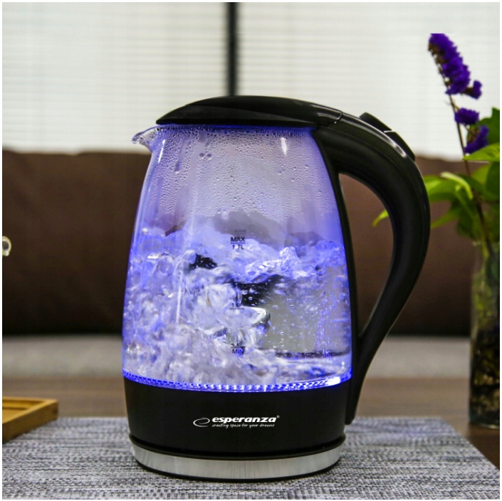 CZAJNIK ELEKTRYCZNY BEZPRZEWODOWY DUŻY SZKLANY PODŚWIETLANY Z DIODĄ LED Pojemność 1.7 l