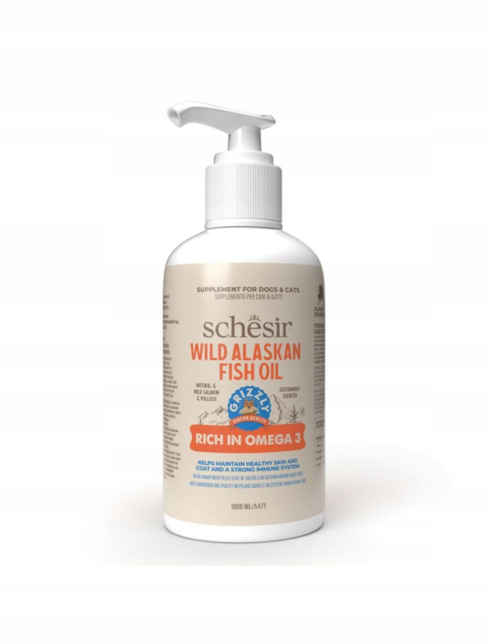 Schesir Grizzly Wild Alaskan Fish Oil 1L Lososový olej z Aljašky pro psy a kočky 1 litr