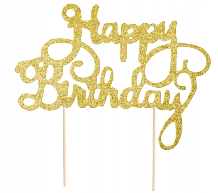 

Topper na tort Happy Birthday złoty toper