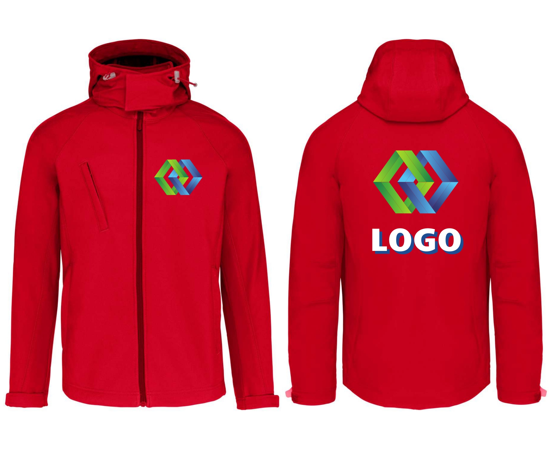 Pánská softshellová bunda Kariban KA413 červená s vlastním potiskem loga