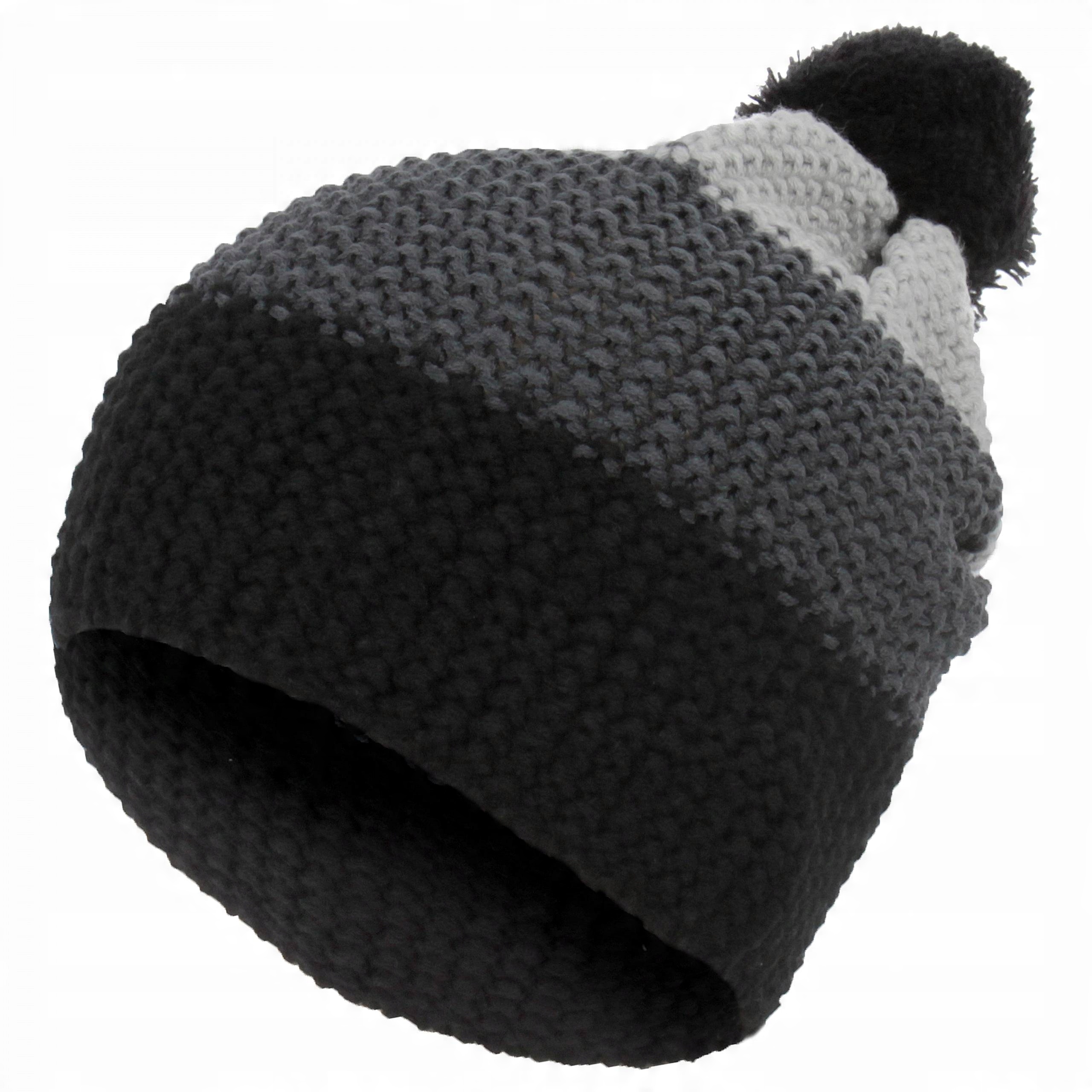 

W328F Czapka zimowa beanie z pomponem trójkolorowa