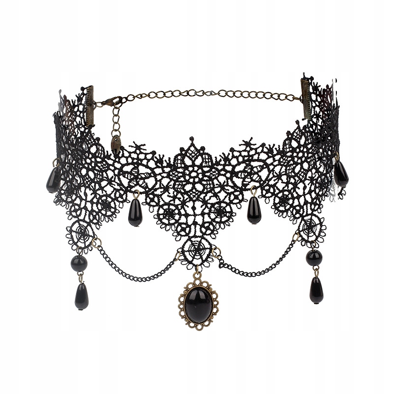 

Choker Koronkowy Haft Czarny Naszyjnik Gothic CH05