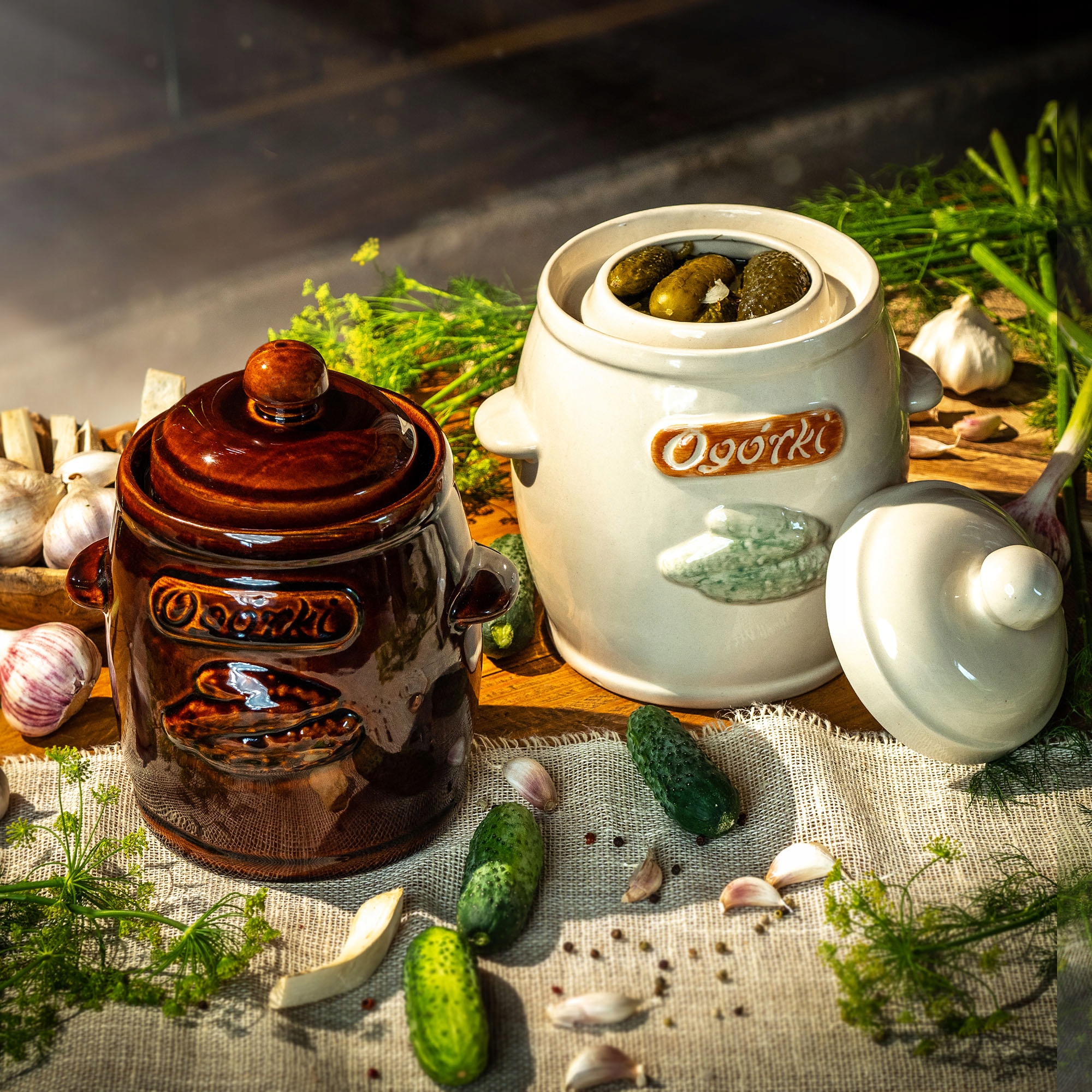 BECZKA DO KISZENIA KAPUSTY OGÓRKÓW GARNEK 5L Kolor beżowy