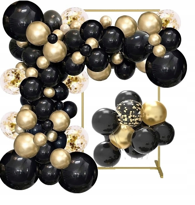 

Balony Czarne złote konfetti Łuk girlanda 122szt