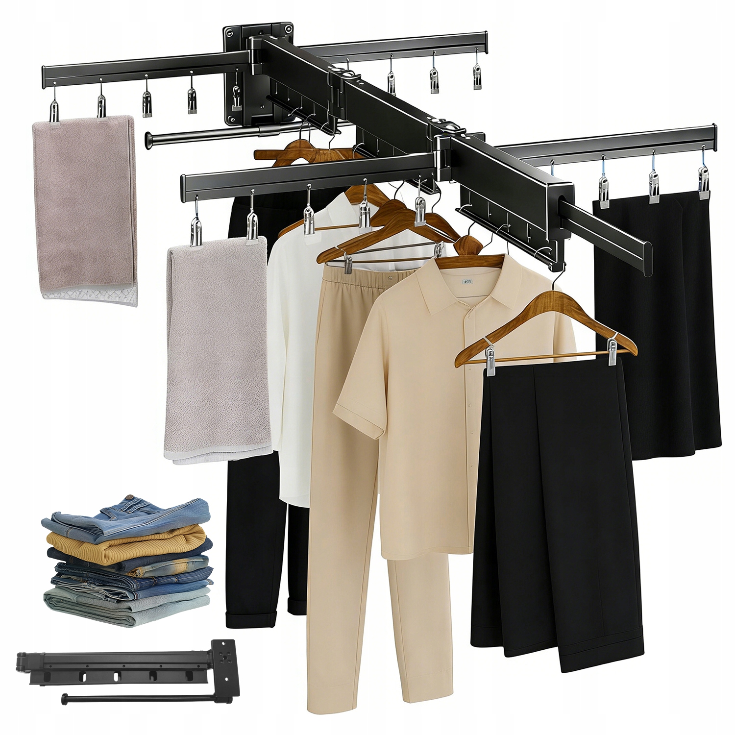 Levně Sušák Hliníková, Skládací, 130 CM, Balkonová Koupelna