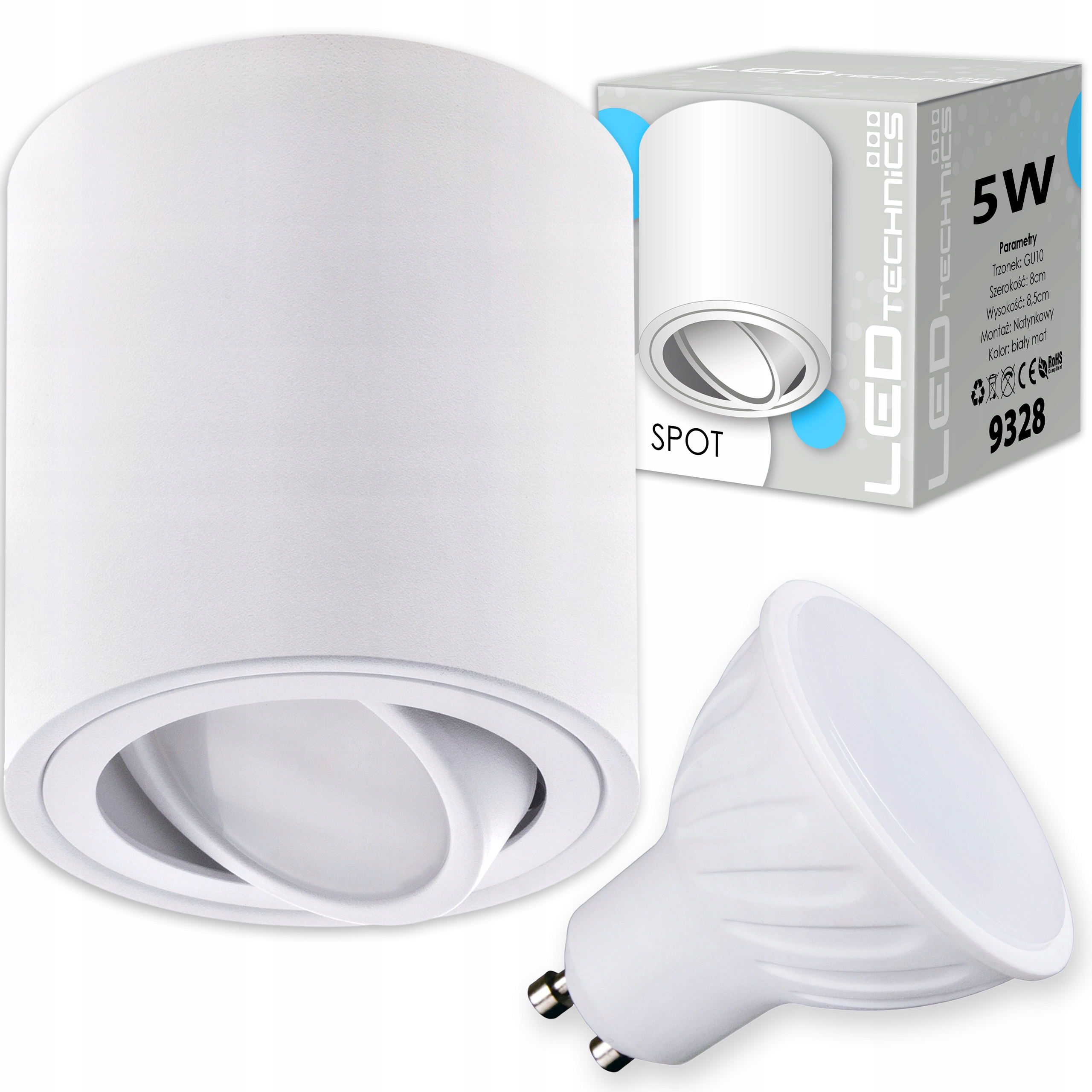 SPOT OPRAWA NATYNKOWA HALOGENOWA SUFITOWA tuba ruchoma + żarówka GU10 LED