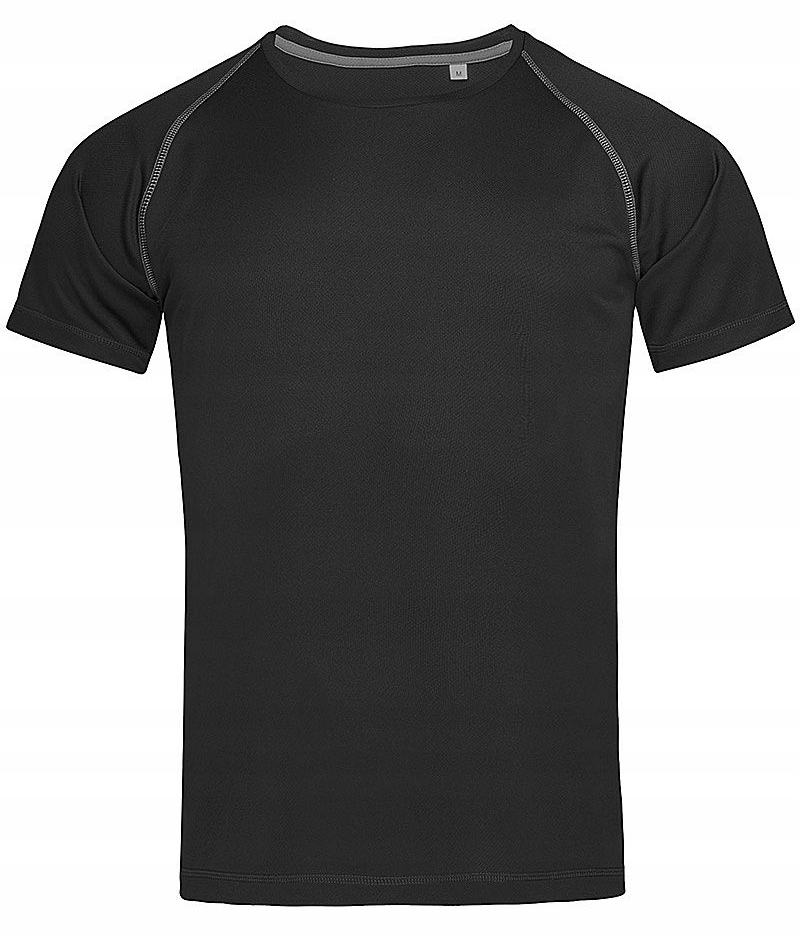 Koszulka T-shirt, Czarna, Sportowa, Active-dry, Raglanowe Rękawy M