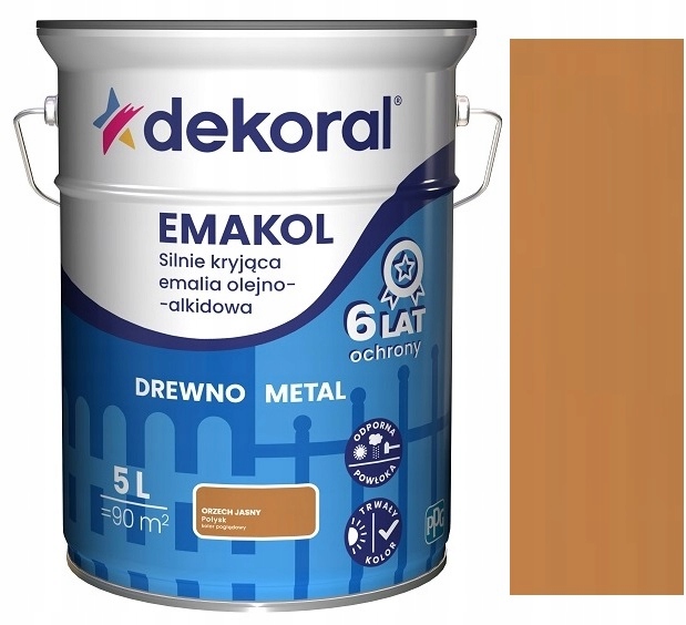 Dekoral Emakol Strong Emalia Drewna Metal Orzech Jasny 5L