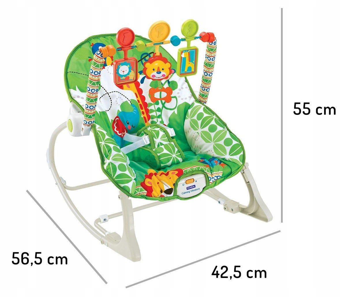 LEŻACZEK BUJACZEK DLA DZIECI FOTELIK ZABAWKI WIBRACJE DŹWIĘKI 3W1 Długość liny 1 m