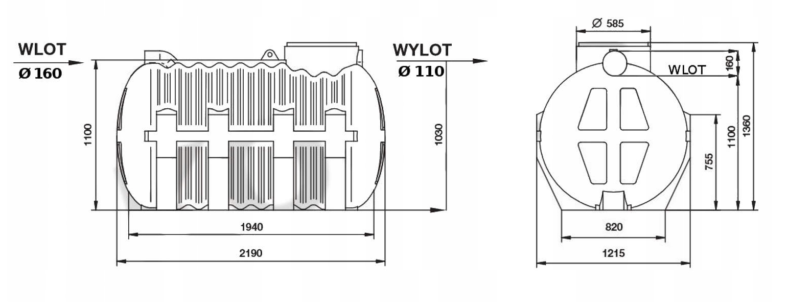 ZBIORNIK 2000L 2000 L NA DESZCZÓWKĘ WODĘ SZAMBO OCZYSZCZALNIA OSADNIK 2.0 Kod producenta EC 2000M