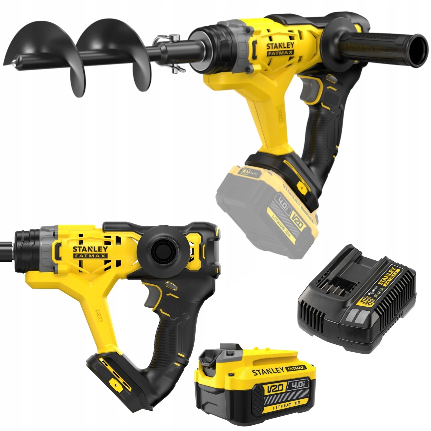 Stanley Wiertnica glebowa SFMCGA75M1 18V V20 + akumulator 4Ah + Ładowarka