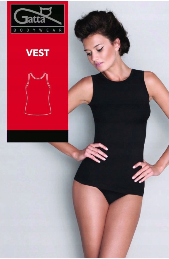 2 X GATTA KOSZULKA VEST CZARNA BIAŁA S Materiał dominujący poliamid