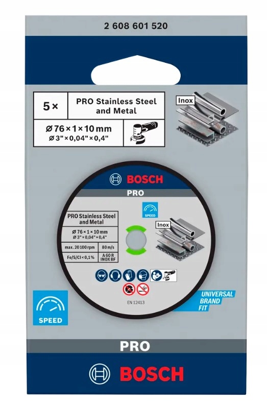 BOSCH TARCZA KORUNDOWA INOX GWS 12V-76 76mm 10x1mm