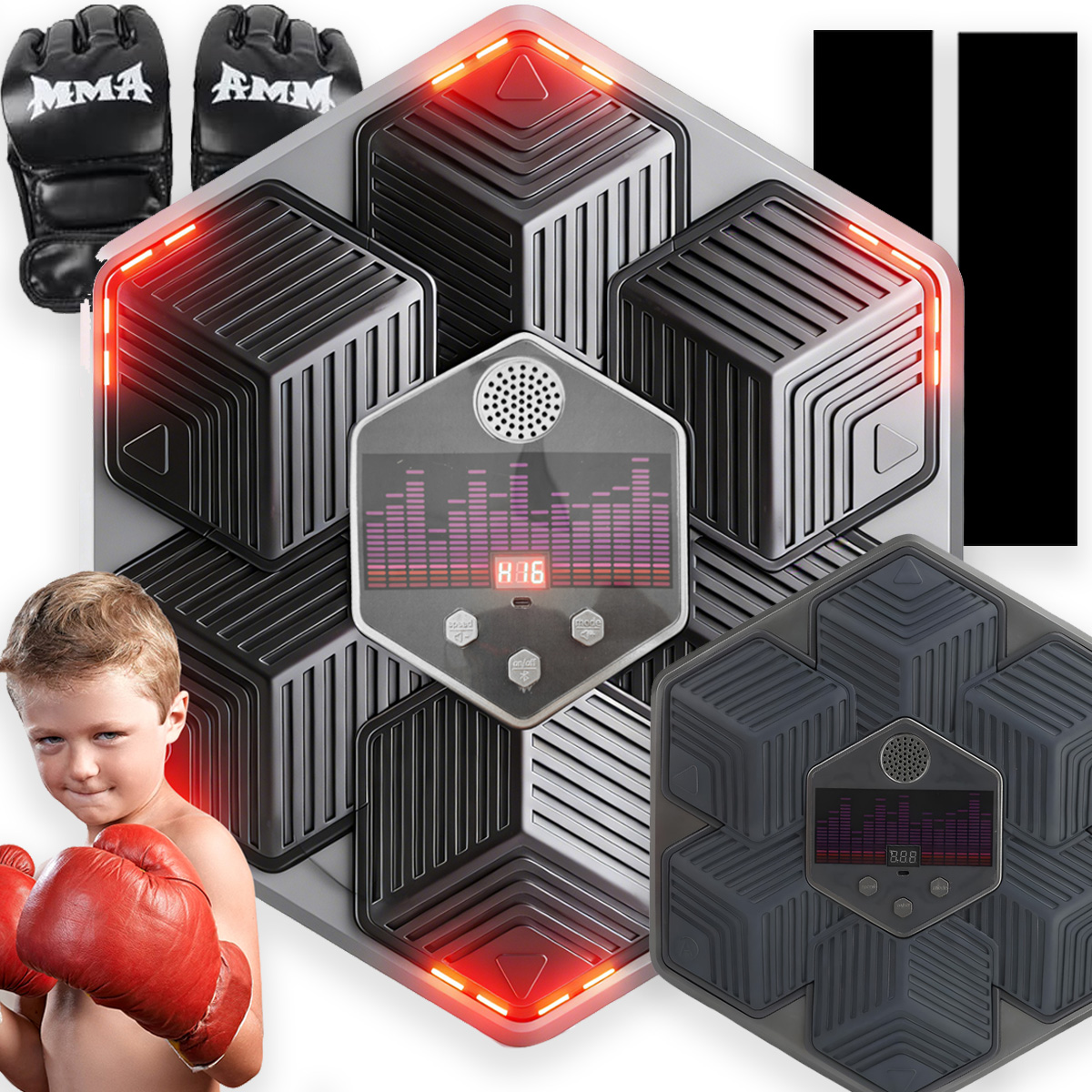 Interaktywna Maszyna Do Boksu Led Rękawice Muzyczny Zestaw Trening