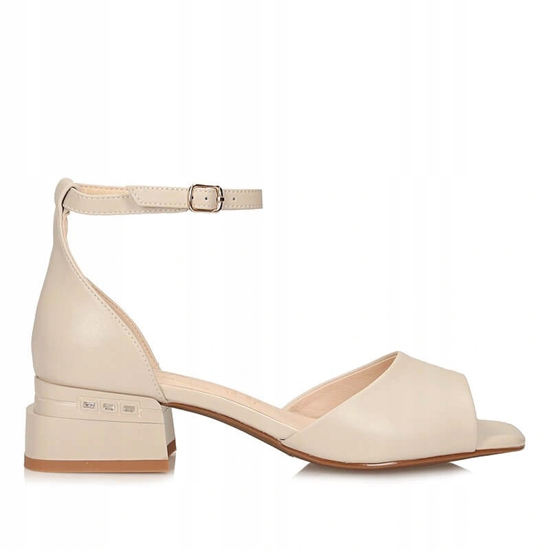 Dámské sandály S.Barski CR61-3014 Beige béžové kožené na podpatku