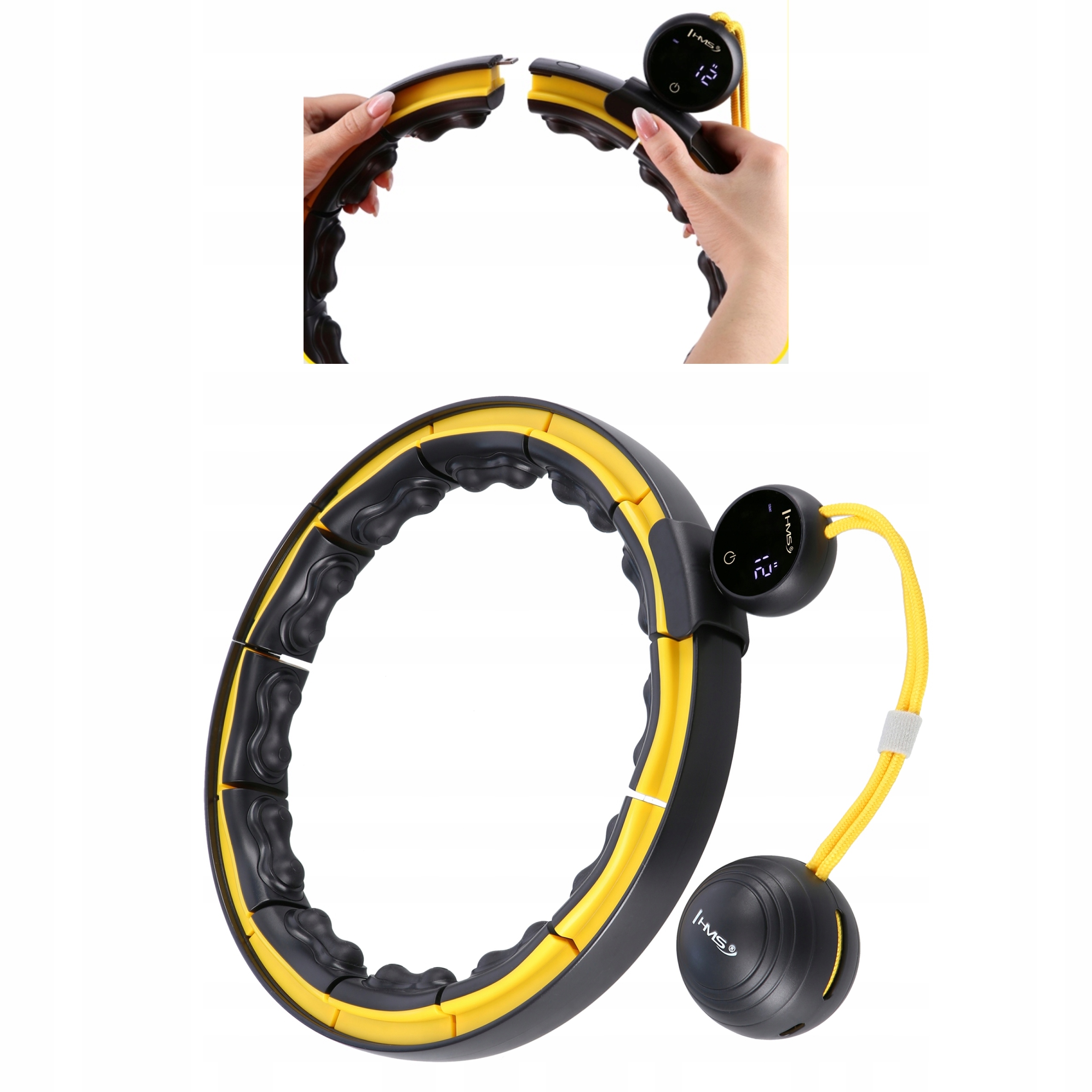 Hula-Hop Černá/Žlutá s zátěží, počítadlem a Tpe Hms