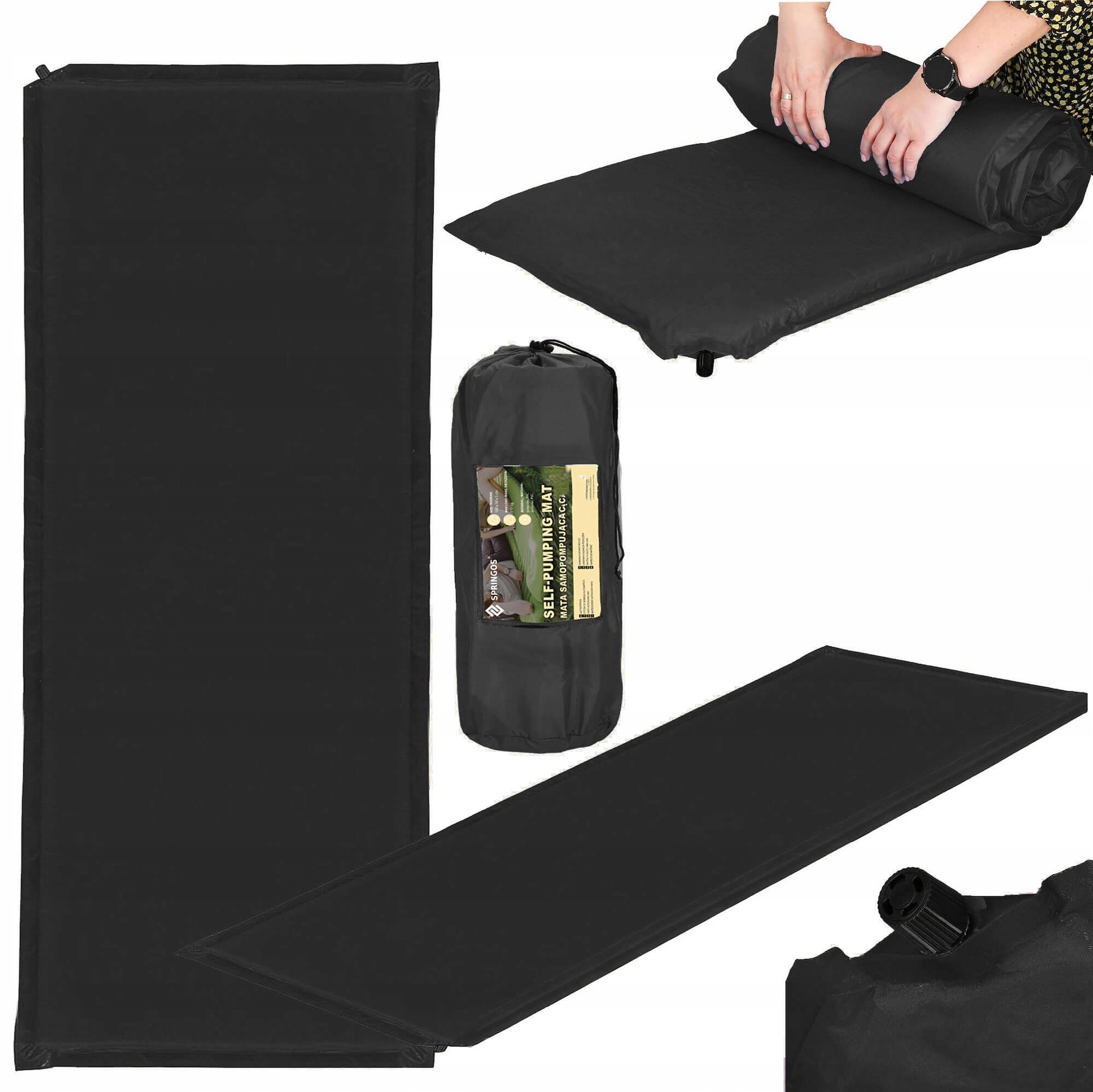 Samonafukovací Podložka Karimatka 180x50 cm Měkká Černá Silná Obal Matrace