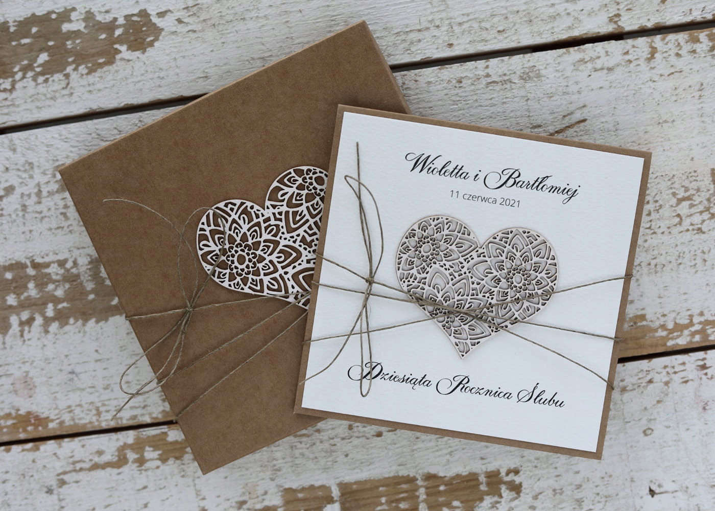 Ručně vyráběné přání k výročí svatby s krabičkou přání k výročí
