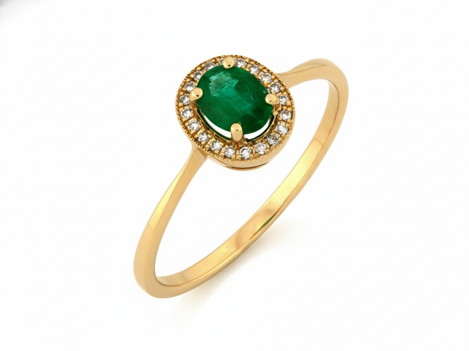 Prstýnek ze zlata 585 markýza se smaragdem a brilianty 0,039 ct r15