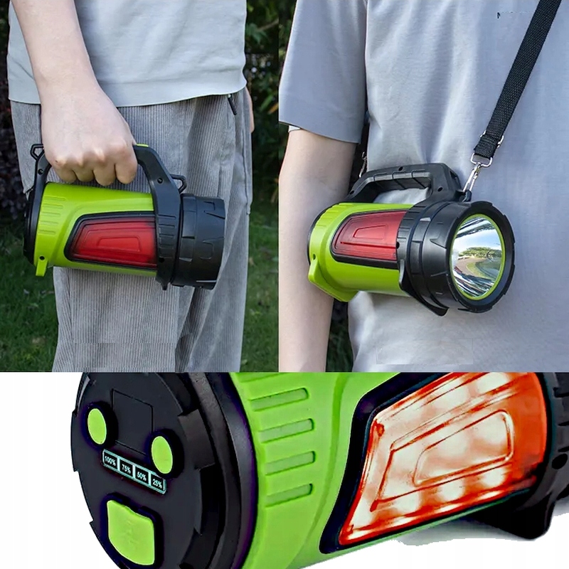 MOCNA LATARKA SZPERACZ LED AKUMULATOROWA POWERBANK lampka reflektor Kolor dominujący czarny