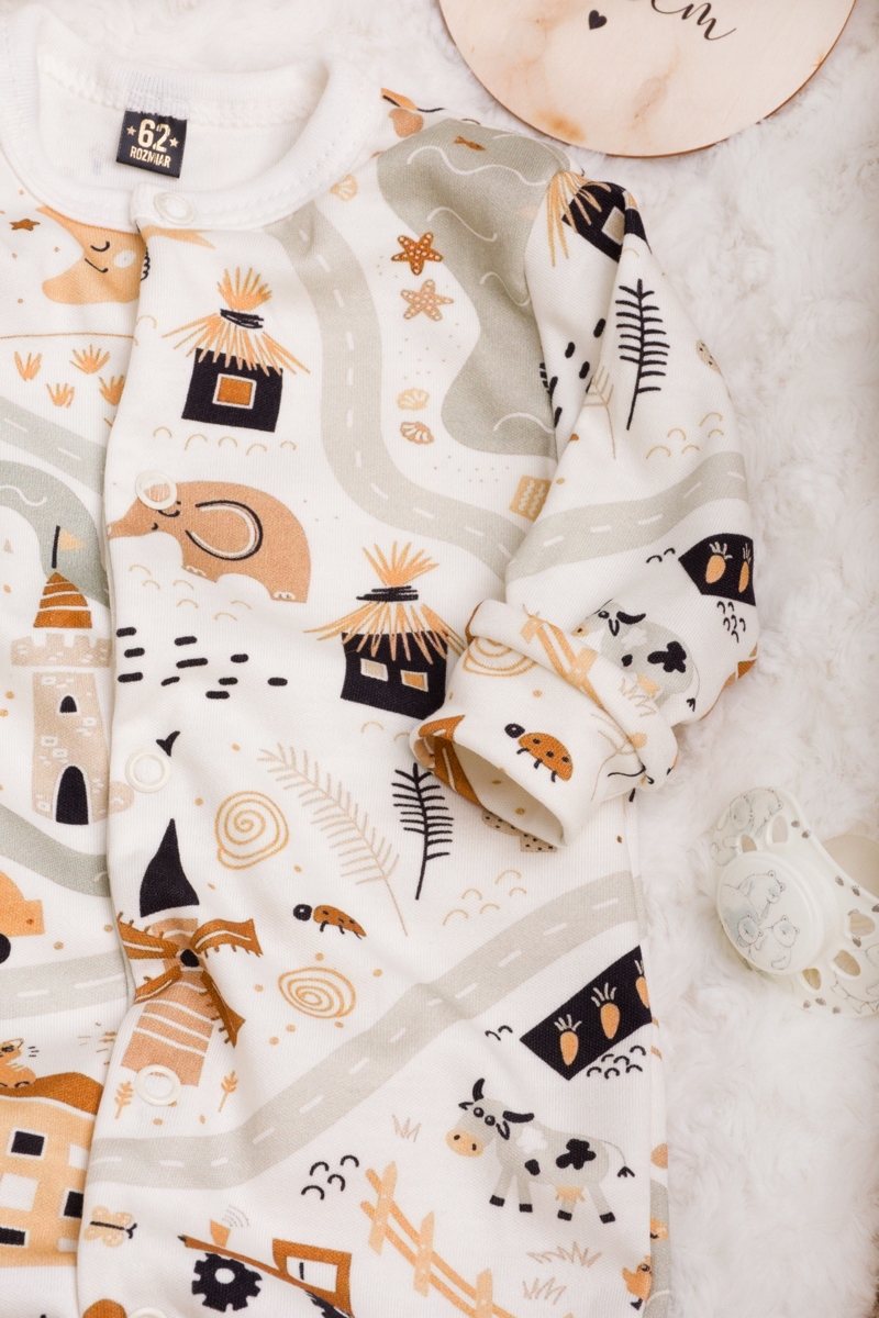 Pajacyk niemowlęcy rozpinany, bawełniany rozm. 68 Materiał dominujący bawełna