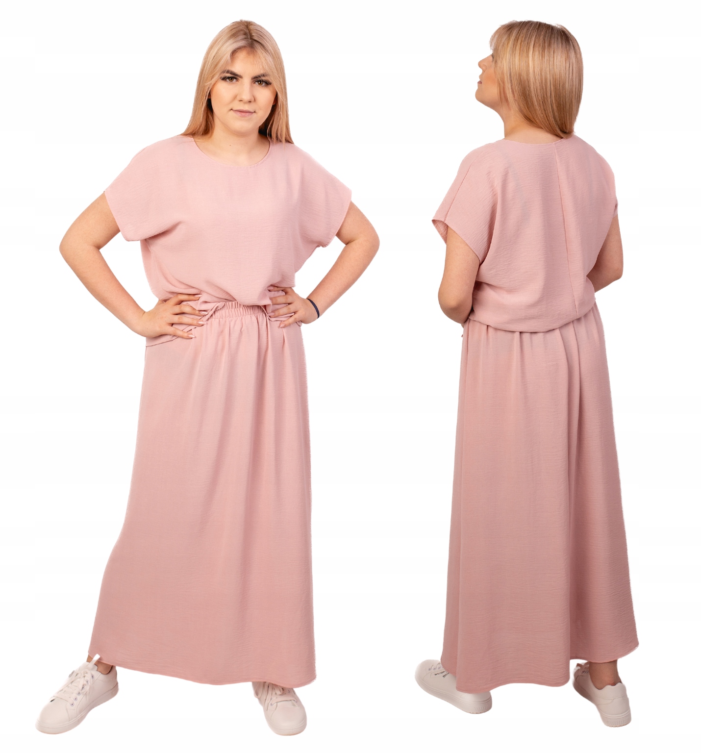 LETNI WYGODNY PRZEWIEWNY KOMPLET DAMSKI SPÓDNICA BLUZKA DUŻE ROZMIARY 48 Kolor zielony