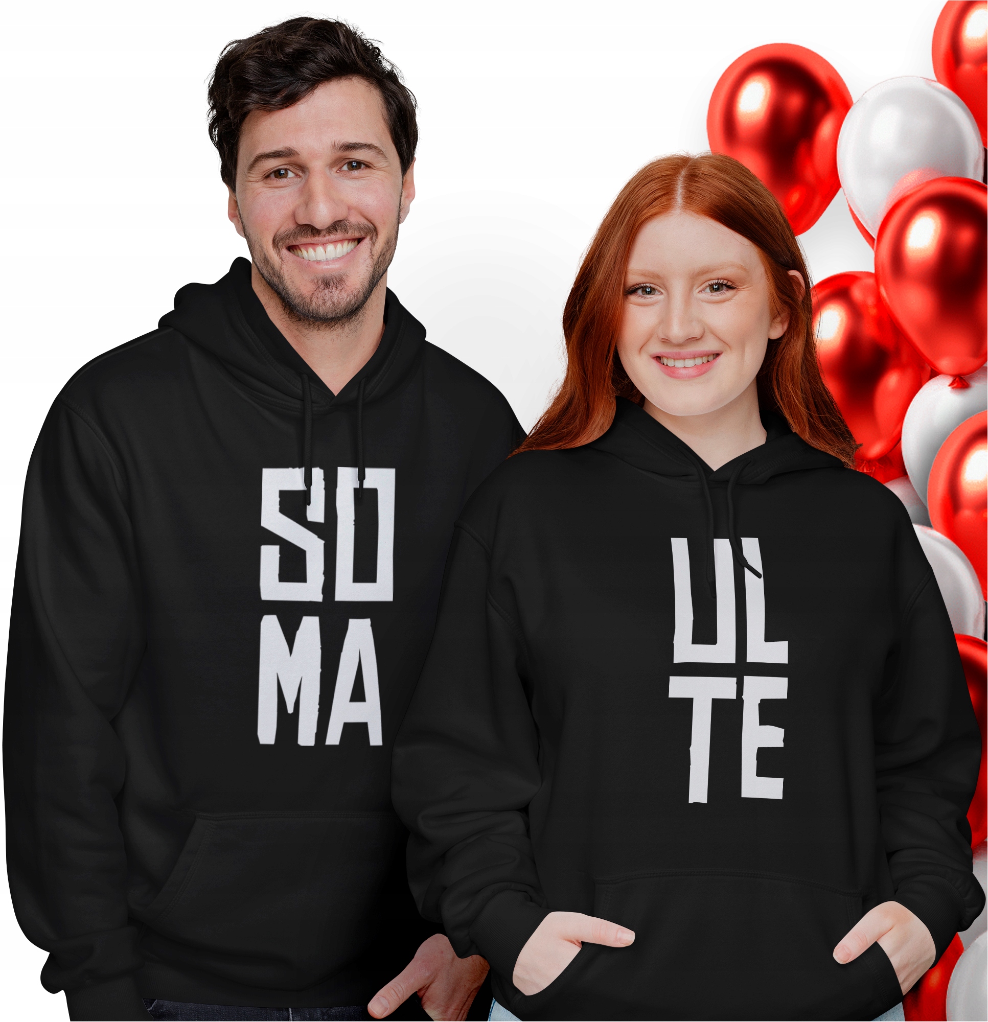 Mikiny pro páry Dárek k Valentýnu Soul Mate Dámská pánská sada