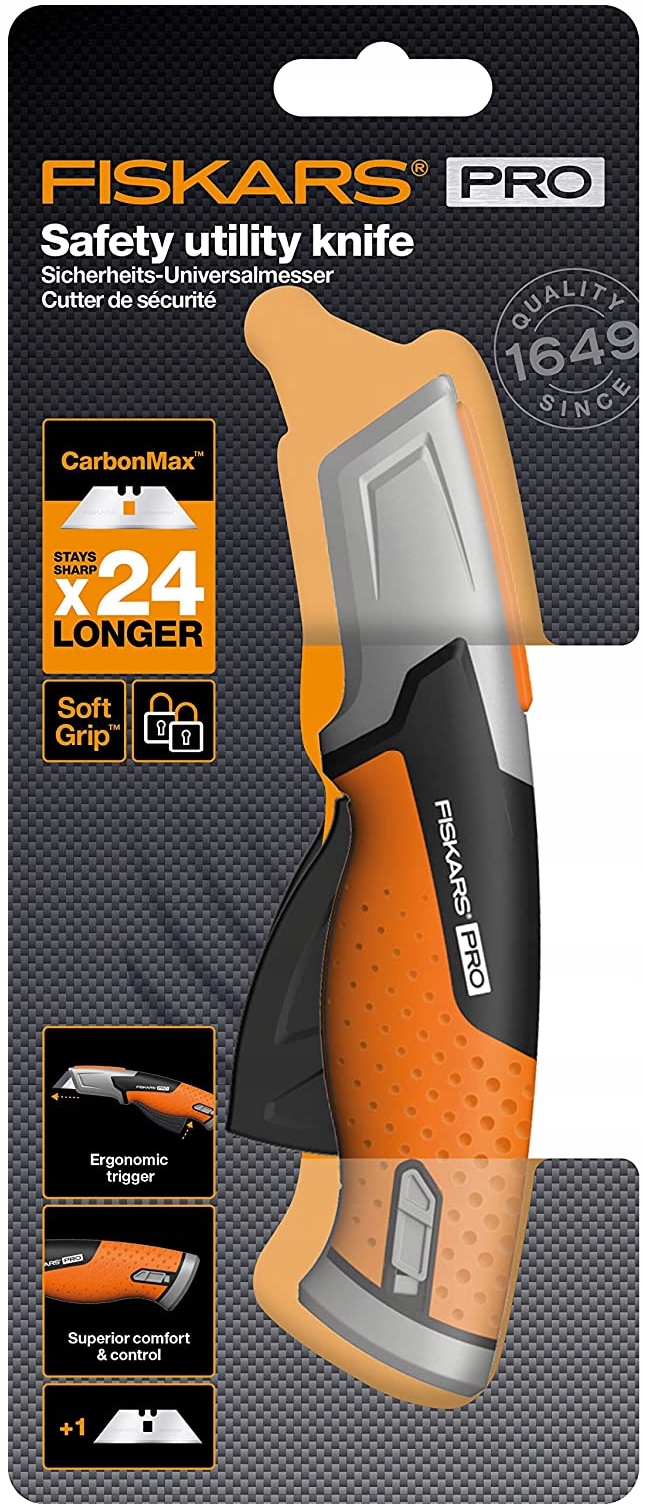 NOZ WYSOWANY OSTRZE TRAPEZOWE FISKARS CarbonMax Brand Fiskars