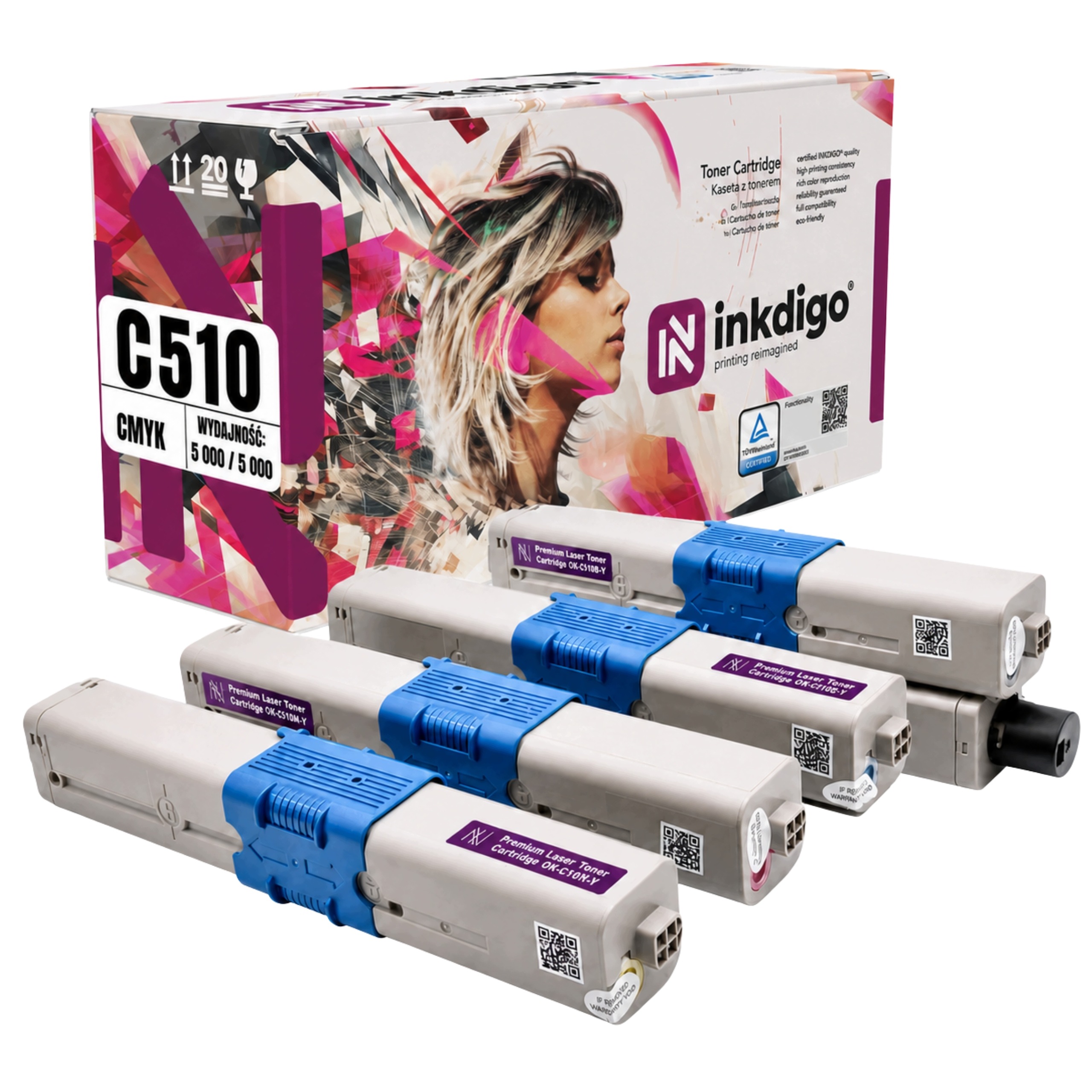 4xToner Oki C510 Cmyk C511 C530DN C531 MC561 MC562