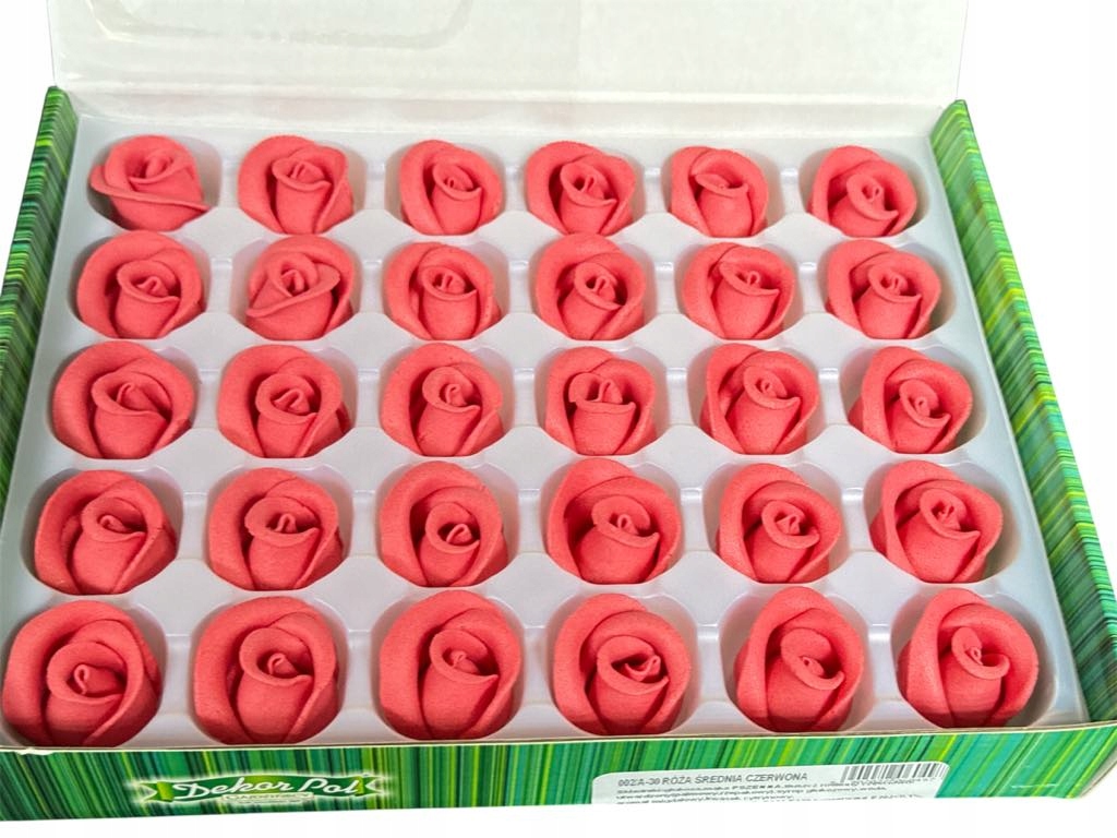 Levně id_237dp Cukrové Růže 30ks Dort Dekorace Růže Červená Cake