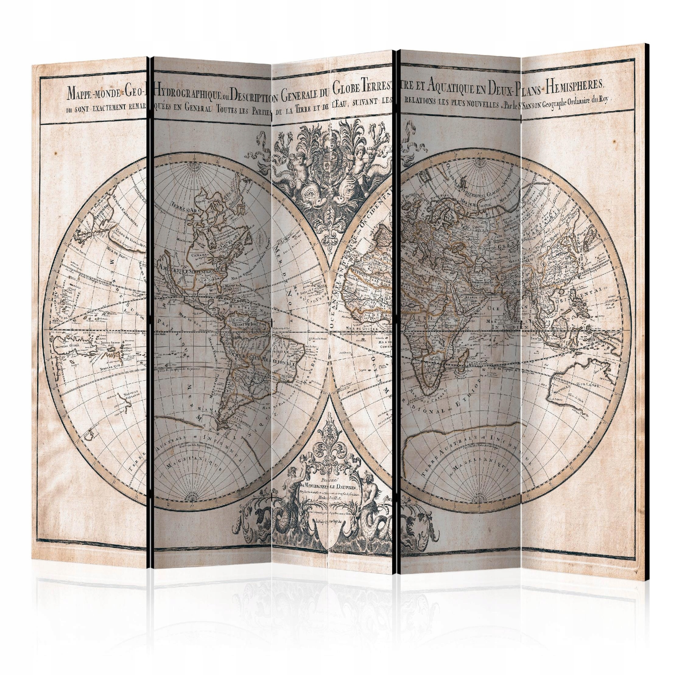 Dekorační Paraván Oboustranný Mapa K-B-0033-Z-C