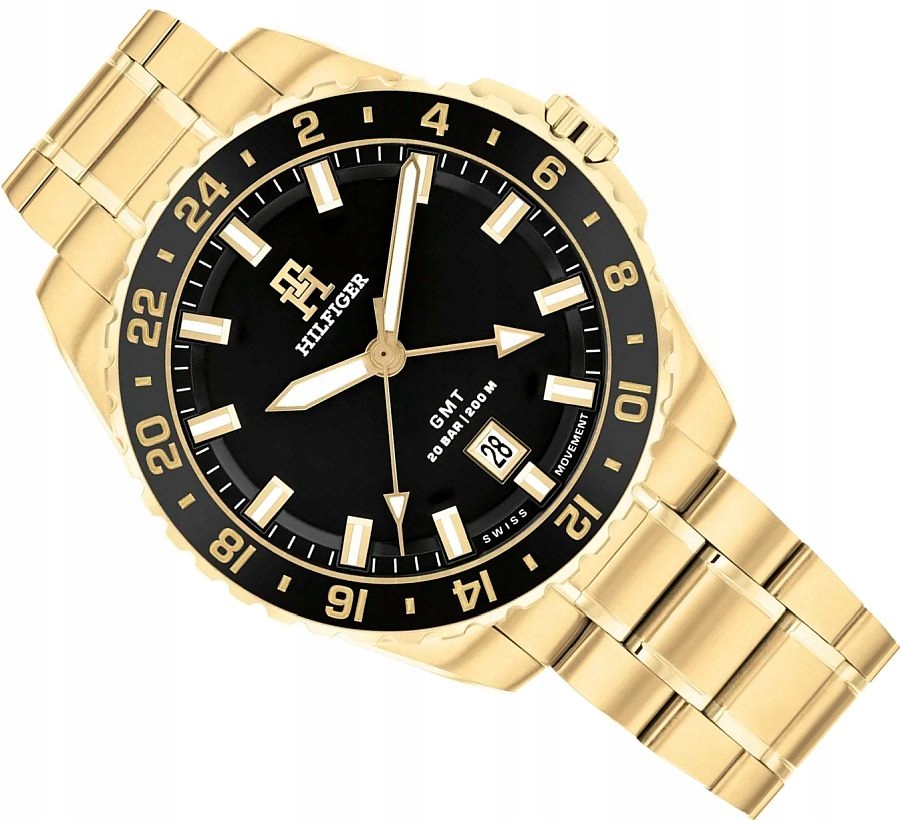 Pánské Hodinky Tommy Hilfiger 1792133 Elegantní Zlato-černý Diver Od Firmy Gmt