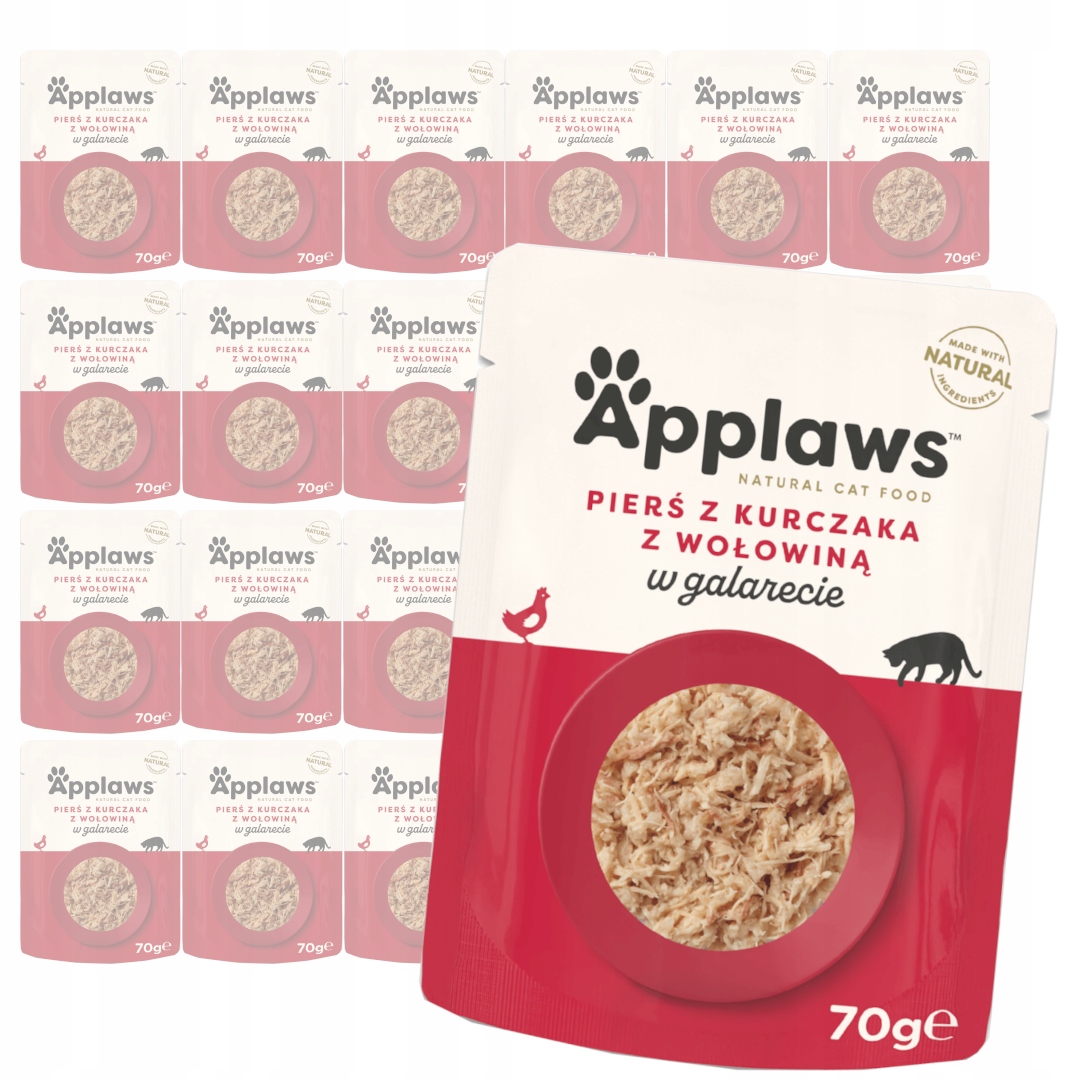Levně Applaws Cat Mokré Krmivo Pro Kočky 24x70 g Kuřecí prsa s hovězím masem Želé