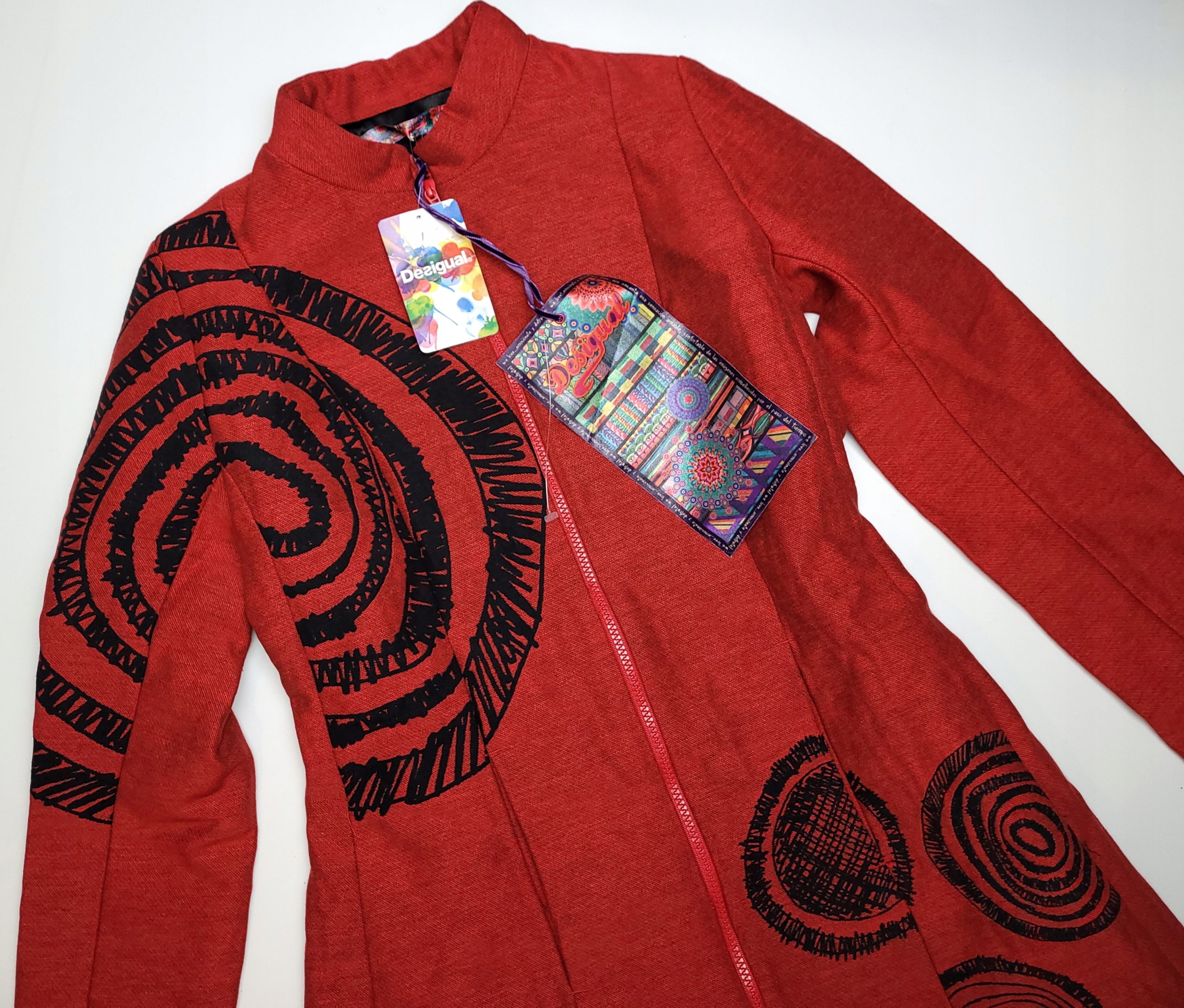 DESIGUAL unikatowy płaszcz E LOVE logo 36/38 Rodzaj klasyczny