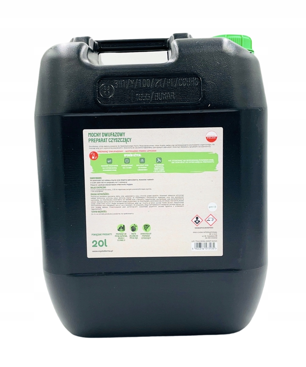 DWUFAZOWY PREPARAT CZYSZCZĄCY 20L Czysta Farma Producent Pro-Chem