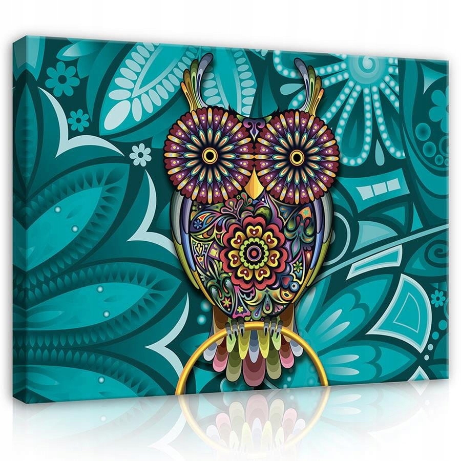 Obraz 100x75 Sova dekorativní vzor tropické barvy fantazijní pták umění