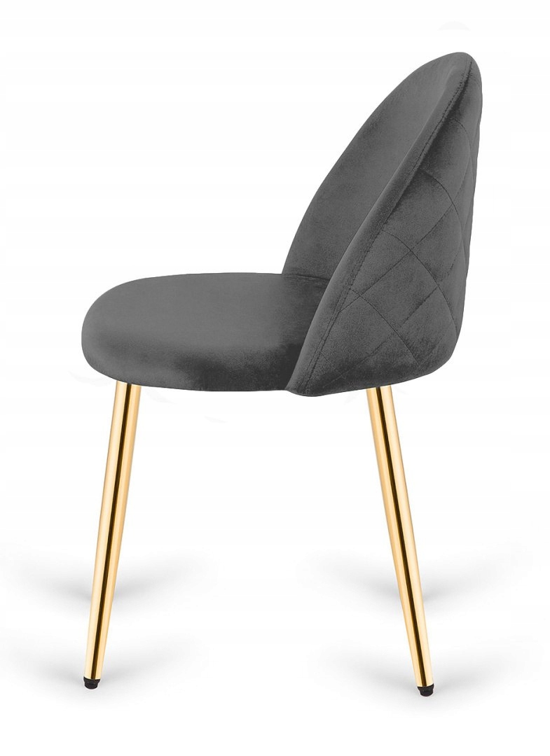 Čalouněná židle Gloria Dark Grey Velvet Gold Lugano