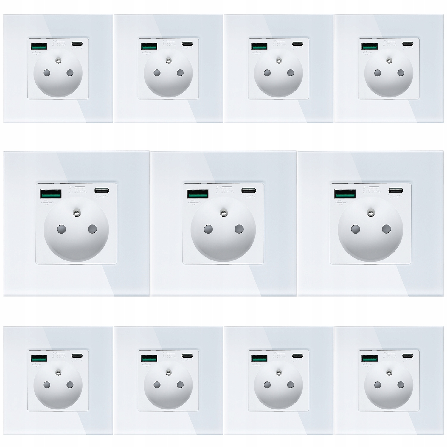 11 x Elektrická Zásuvka Nástěnný Kontakt S Vestavěnou Nabíječkou Usb Zásuvka