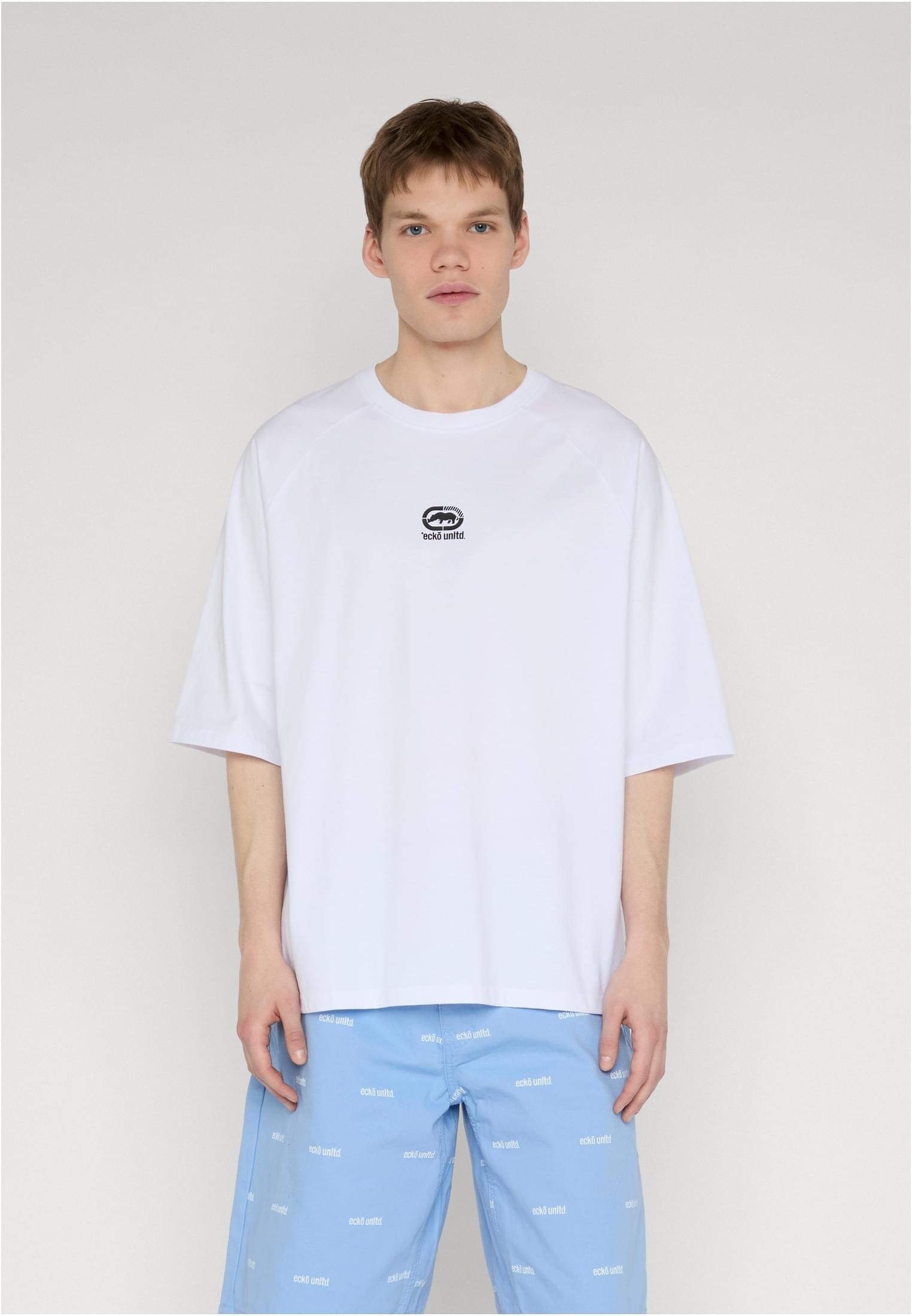 Tričko Ecko Unltd Quiet pánské bavlněné, světle bílé 3XL