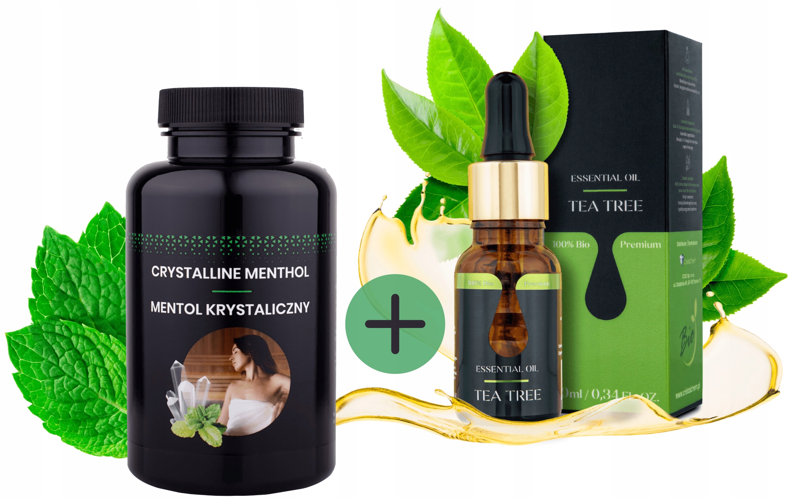 

Olejek Drzewo Herbaciane 10ml +Mentol saunowy 100g
