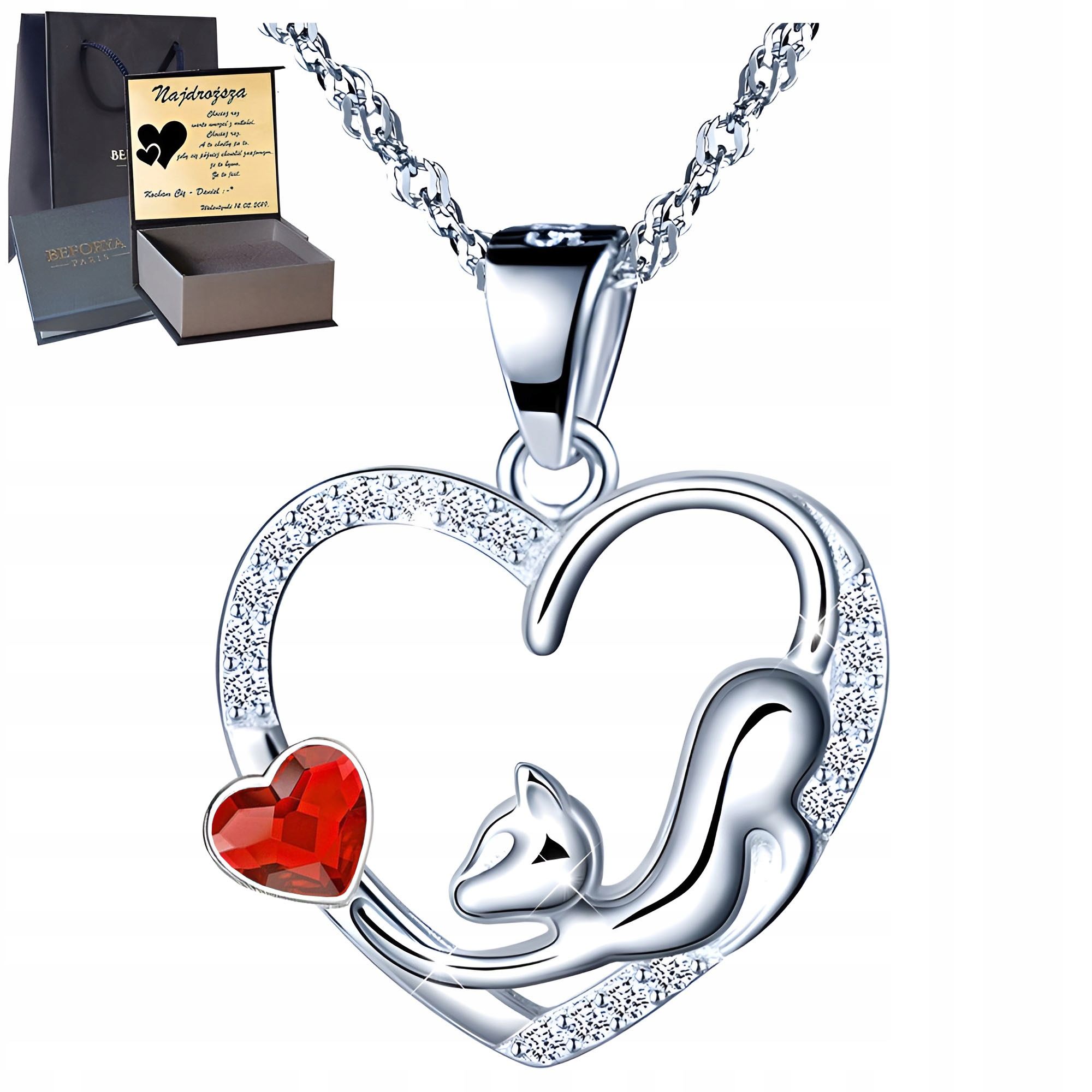 Stříbrný náhrdelník Stříbro 925 Přívěsek Kočka Řetízek Dárek pro ženu