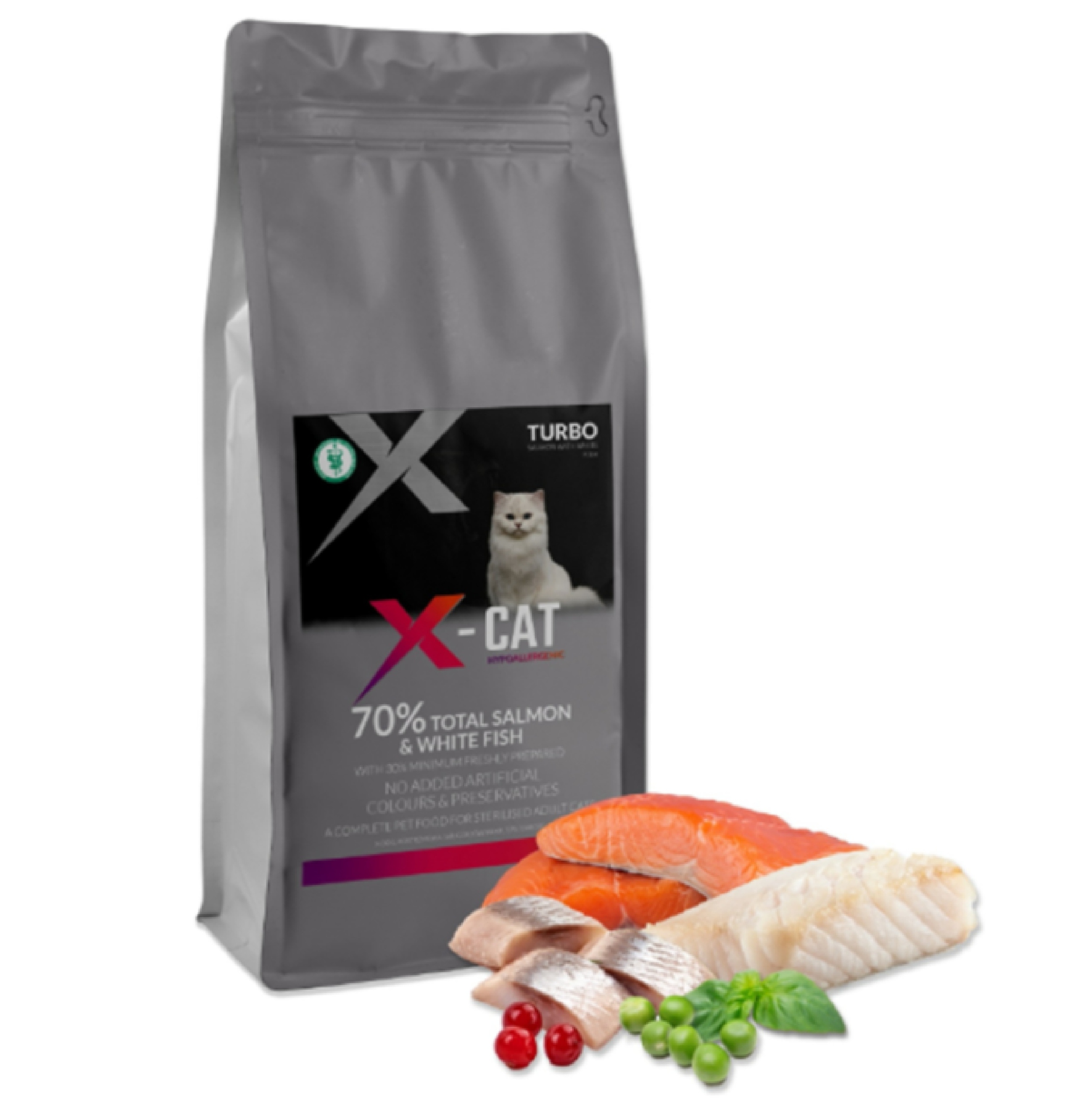 Sucha karma dla kota z łososiem i białą rybą 5kg X-cat bez zbóż 673 308